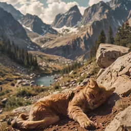 a cat that is laying down on the ground