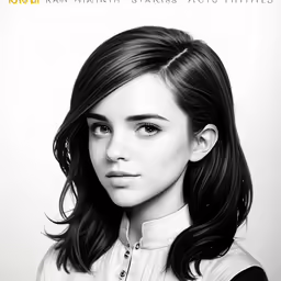 a girl with bangs that is wearing a collared shirt