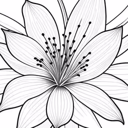 a black and white drawing of a flower,a flower on a white background with lines in the middle