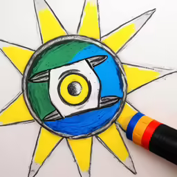 a drawing is shown of the letter q and it has an eye and star