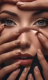 a woman has hands covering her face