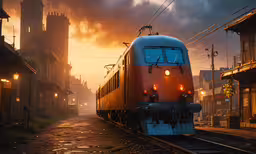a train is making its way down the tracks,a train sits in the train station and it looks like it