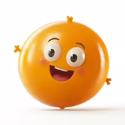 an orange has its mouth wide open with two fingers in the air