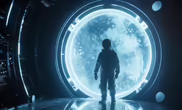 a man standing in front of a circular doorway