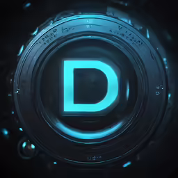 a camera lens with the letter d on it