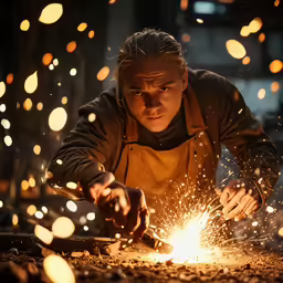 man working with an iron and grind iron