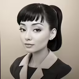 an asian woman in black is posing for the camera