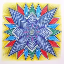 colored pencil drawing on white paper with colored flowers