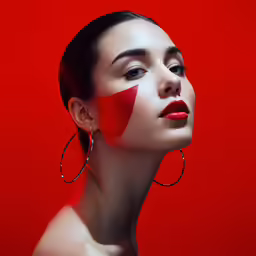 a girl with a red and white flag painted on her face