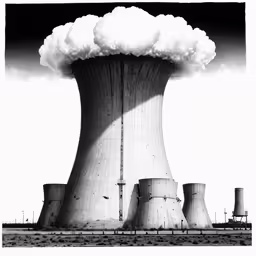 the smokestacks are on top of the cooling towers