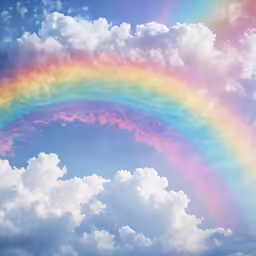 a rainbow in the sky with clouds behind it