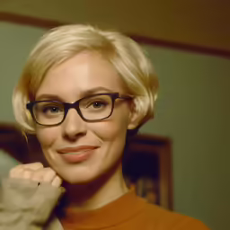the woman with glasses smiles for a picture