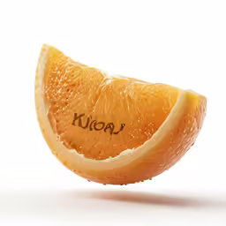 an orange slice with the words kica on it