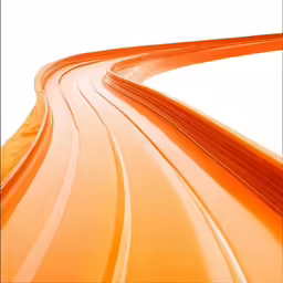 a large long orange curve shaped in different directions