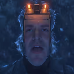 a man in a helmet is looking at something
