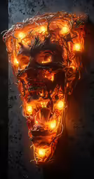 the faces and lights on a glass surface