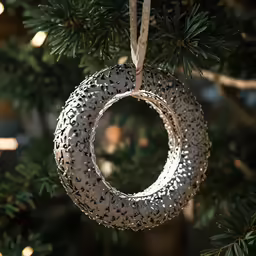 a christmas ornament on top of a christmas tree