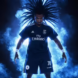 a man in black jersey standing in the air