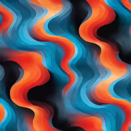 a large wavy pattern in orange and blue
