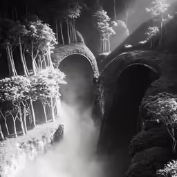 an incredible looking cave entrance, in the woods