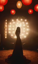 a person in the middle of some lights