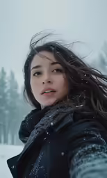 a woman that is standing in the snow