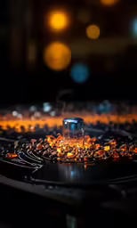 a stove with lots of black burners with lit lights in the background