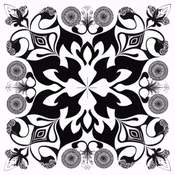 an image of a black and white flower design