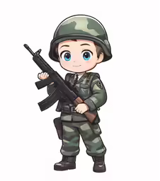 a cartoon soldier with his gun