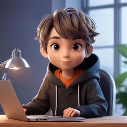 a small kid that is looking at a computer