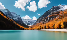 a beautiful alpine lake with blue water surrounded by mountains