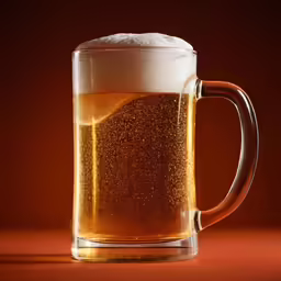 a glass beer mug with liquid is shown