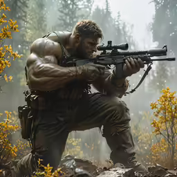 a man with a gun in the wilderness