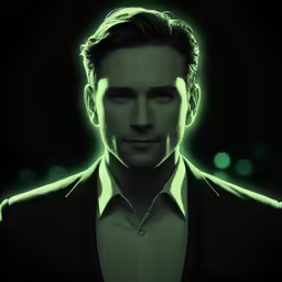 a person with a shirt and tie in green