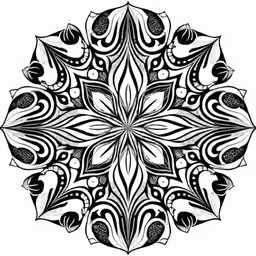 an artistic circular shape in black and white