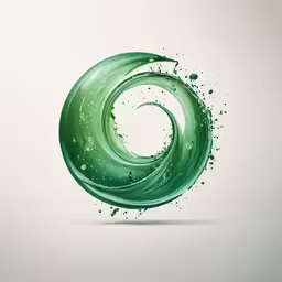 a green liquid swirl in the middle of a white background,an abstract swirl on a white background