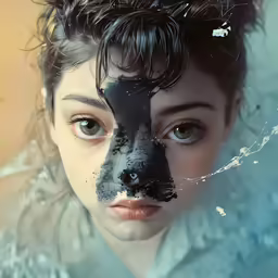 a woman wearing a black dog face mask