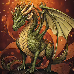 the yellow dragon is standing on a rock