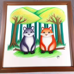 a drawing of two animals next to each other