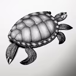 a drawing of a turtle on white paper