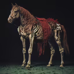 a horse statue of a horse wearing a blanket