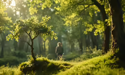 there is an image of a green field with a person in the background