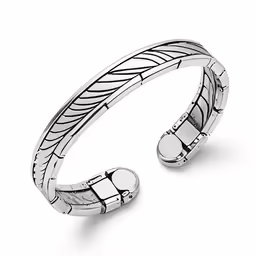 the silver cuff bracelet is shown