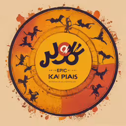 a picture with an african pattern on it,the logo for epic ka plais