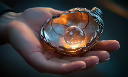 a person holding a crystal ball in their palm
