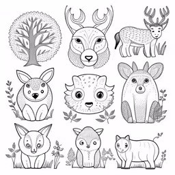 a set of animals in a forest