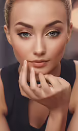 a model in black top posing for a picture