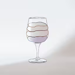 a glass with an ice cream dessert on it,there is a wine glass with a beverage on the inside