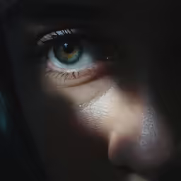 close up image of a blue - colored eye