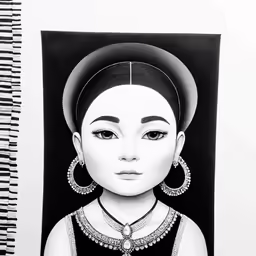 a drawing of a woman with huge earrings